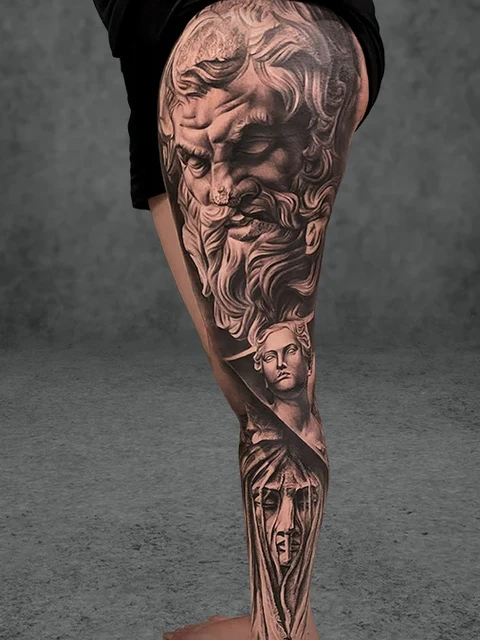 full sleeve roman mythology tattoo