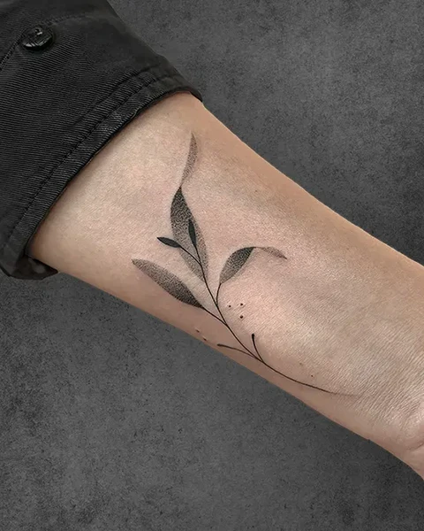 dotwork leaf tattoo
