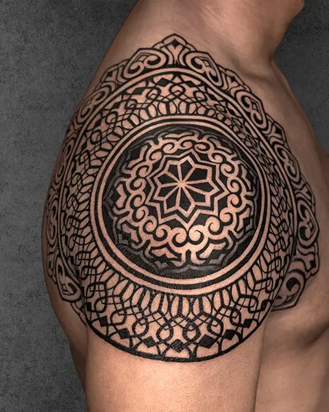 mandala tattoo on shoulder