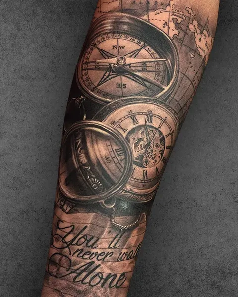 compass and world map tattoo