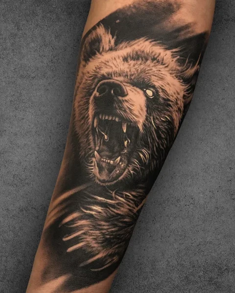 realism bear tattoo