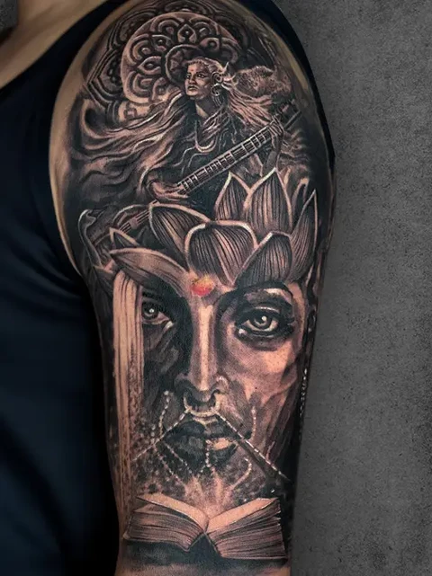 aghori and sarswati godess tattoo