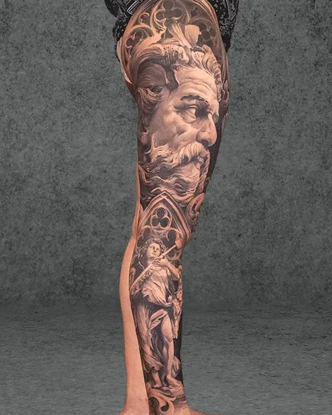 full sleeve roman gods tattoo