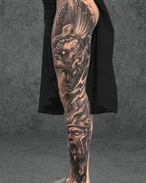 full sleeve warrior tattoo